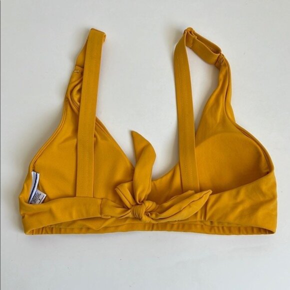Robin Piconne Ava Scoop Neck Bikini Top in Marigold Yellow - S - Picture 4 of 5